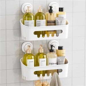 Shower Caddy Suction Cup 2 Pack, Heavy Duty Bathroom Organizer, Removable